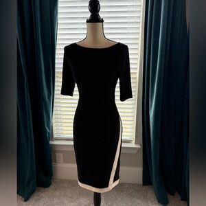 Chaps Black Dress with White Accents